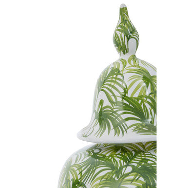 Orsina Selva Large Botanic Jar – Green and White Geometric Ceramic