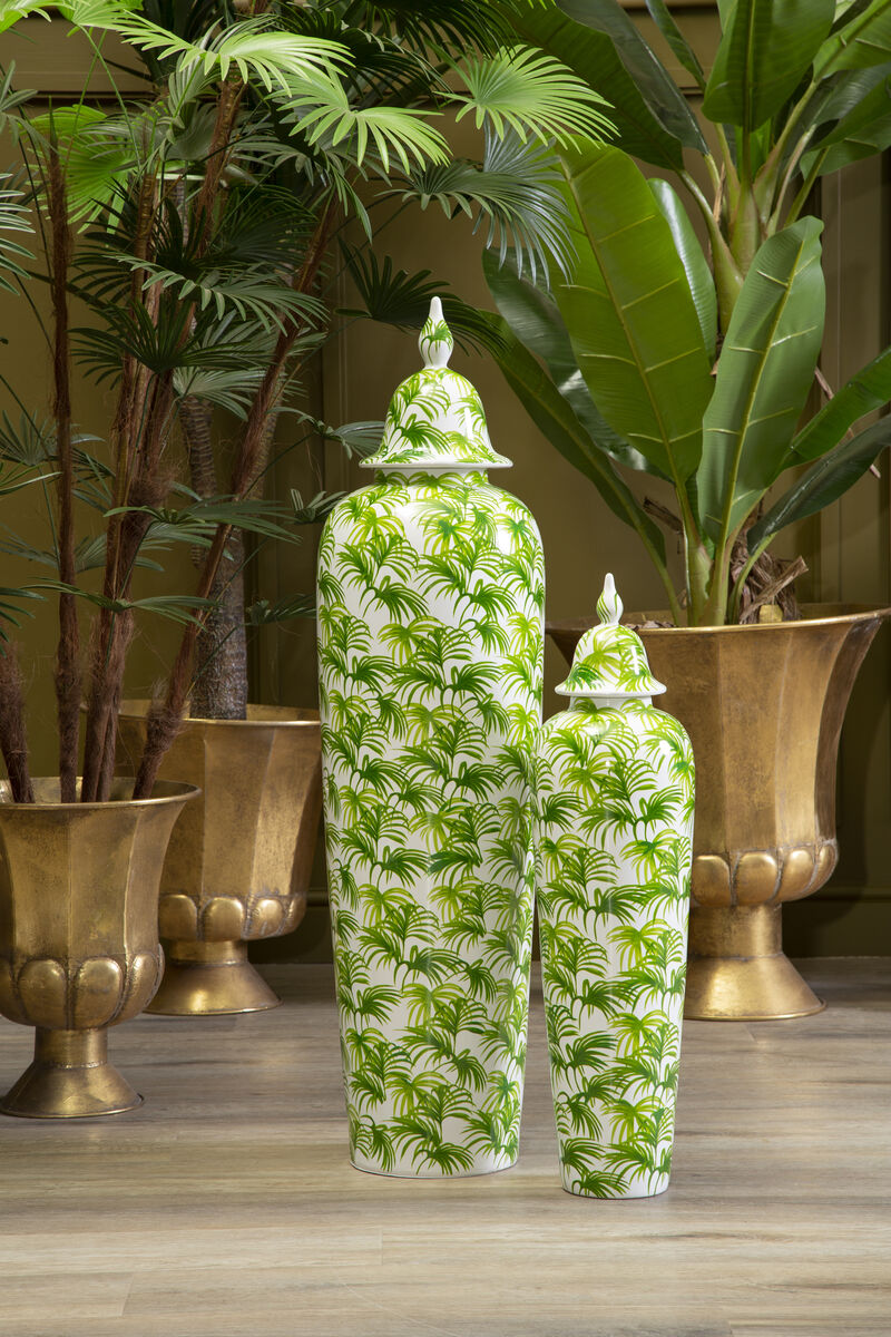 Orsina Selva Small Botanic Jar – Green and White Ceramic Storage