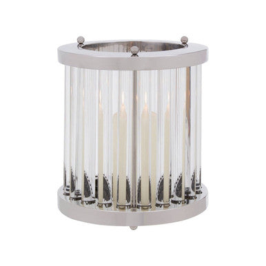 Orsina Franklin Small Silver and Fluted Glass Candle Holder