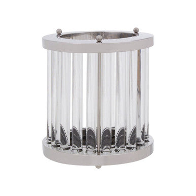 Orsina Franklin Small Silver and Fluted Glass Candle Holder