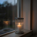 Orsina Franklin Large Fluted Glass and Silver Candle Holder