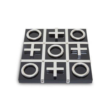 Orsina Flos Tic Tac Toe Game | Modern Black and Silver Coffee Table Decor