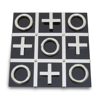 Orsina Flos Tic Tac Toe Game | Modern Black and Silver Coffee Table Decor