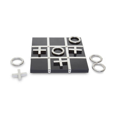 Orsina Flos Tic Tac Toe Game | Modern Black and Silver Coffee Table Decor