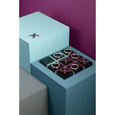 Orsina Flos Tic Tac Toe Game | Modern Black and Silver Coffee Table Decor