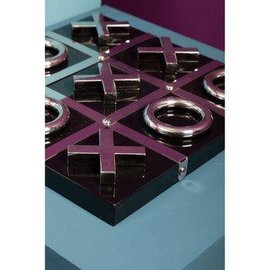 Orsina Flos Tic Tac Toe Game | Modern Black and Silver Coffee Table Decor