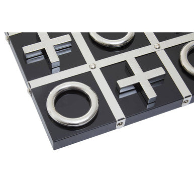 Orsina Flos Tic Tac Toe Game | Modern Black and Silver Coffee Table Decor