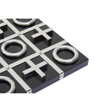 Orsina Flos Tic Tac Toe Game | Modern Black and Silver Coffee Table Decor