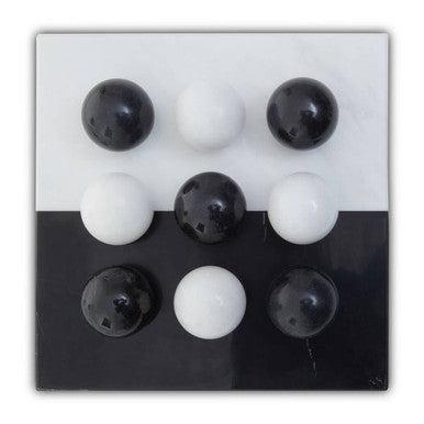 Orsina Flos Marble Tic Tac Toe Game – Modern Black and White Decor