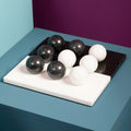 Orsina Flos Marble Tic Tac Toe Game – Modern Black and White Decor