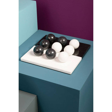 Orsina Flos Marble Tic Tac Toe Game – Modern Black and White Decor