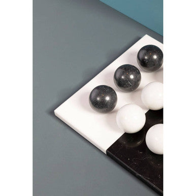 Orsina Flos Marble Tic Tac Toe Game – Modern Black and White Decor