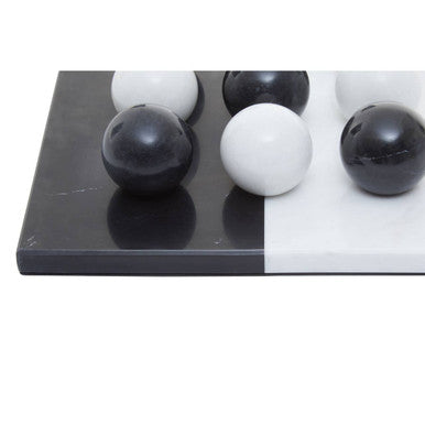 Orsina Flos Marble Tic Tac Toe Game – Modern Black and White Decor