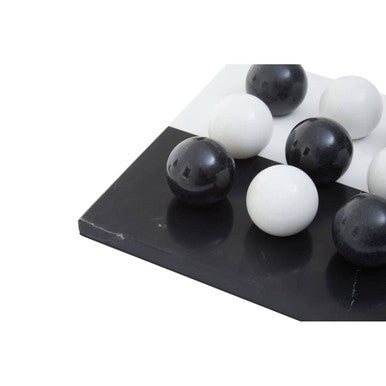 Orsina Flos Marble Tic Tac Toe Game – Modern Black and White Decor