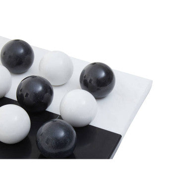 Orsina Flos Marble Tic Tac Toe Game – Modern Black and White Decor