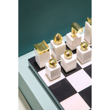 Orsina Flos Marble and Wood Chess Set – Luxury Strategy Game Decor