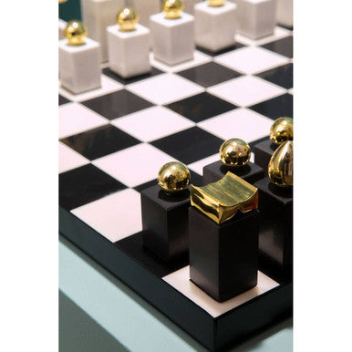 Orsina Flos Marble and Wood Chess Set – Luxury Strategy Game Decor