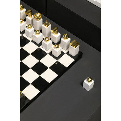 Orsina Flos Marble and Wood Chess Set – Luxury Strategy Game Decor