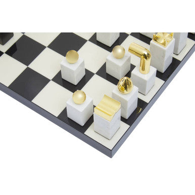 Orsina Flos Marble and Wood Chess Set – Luxury Strategy Game Decor