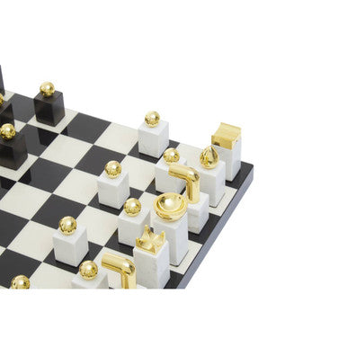 Orsina Flos Marble and Wood Chess Set – Luxury Strategy Game Decor