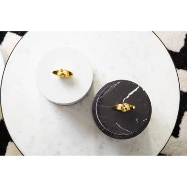 Orsina Flos Black Marble Storage Jar with Gold Finial | Luxury Canister