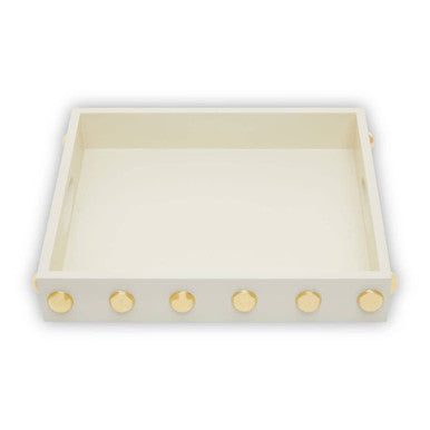 Orsina Frida Decorative Tray – Cream and Gold Studded Home Organizer