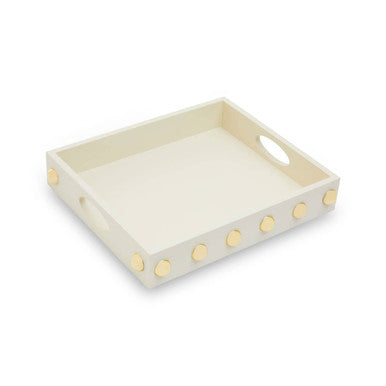 Orsina Frida Decorative Tray – Cream and Gold Studded Home Organizer
