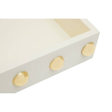 Orsina Frida Decorative Tray – Cream and Gold Studded Home Organizer