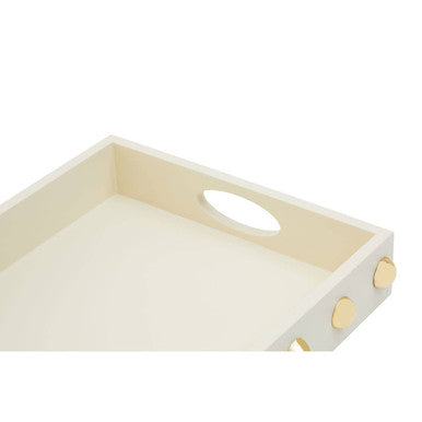 Orsina Frida Decorative Tray – Cream and Gold Studded Home Organizer