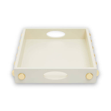 Orsina Frida Decorative Tray – Cream and Gold Studded Home Organizer