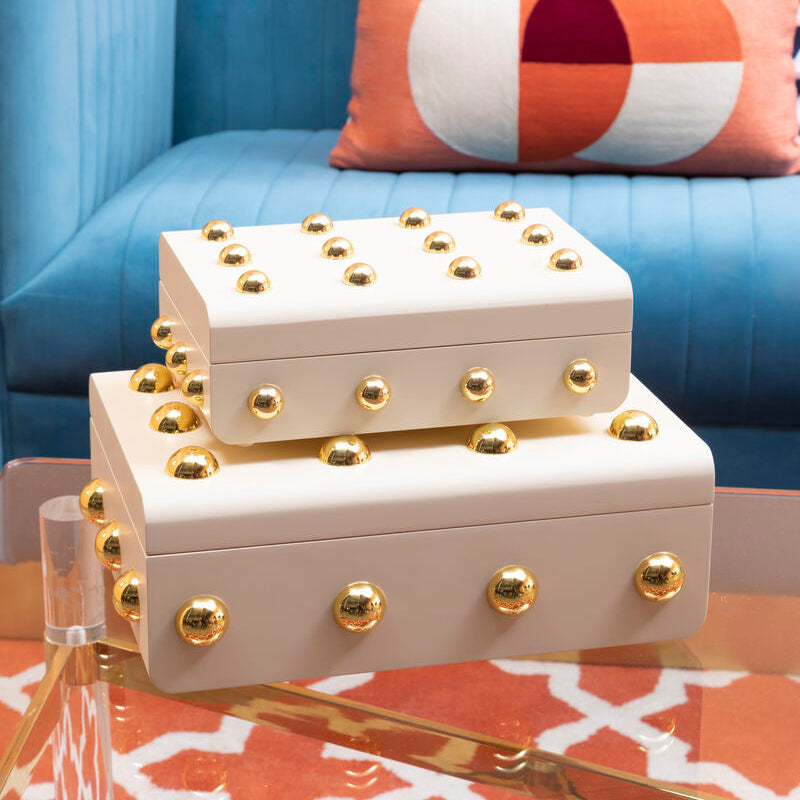 Orsina Frida Small Cream and Gold Trinket Box | Jewelry Storage Organizer
