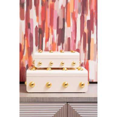 Orsina Frida Small Cream and Gold Trinket Box | Jewelry Storage Organizer