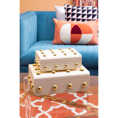Orsina Frida Large Trinket Box | Cream and Gold Jewelry Storage