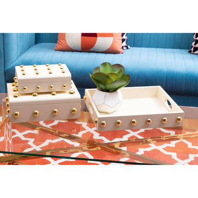 Orsina Frida Large Trinket Box | Cream and Gold Jewelry Storage