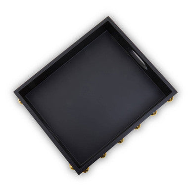 Orsina Frida Black and Gold Studded Decorative Tray for Coffee Table