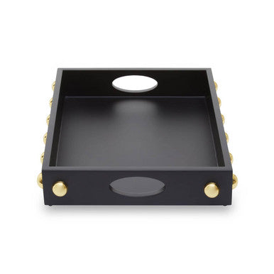 Orsina Frida Black and Gold Studded Decorative Tray for Coffee Table