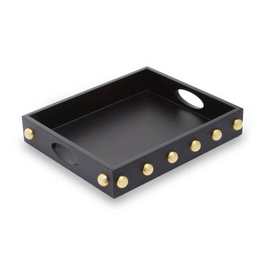 Orsina Frida Black and Gold Studded Decorative Tray for Coffee Table