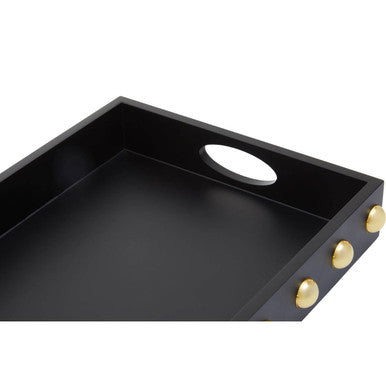 Orsina Frida Black and Gold Studded Decorative Tray for Coffee Table