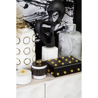 Orsina Frida Small Black and Gold Trinket Box | Modern Jewelry Storage