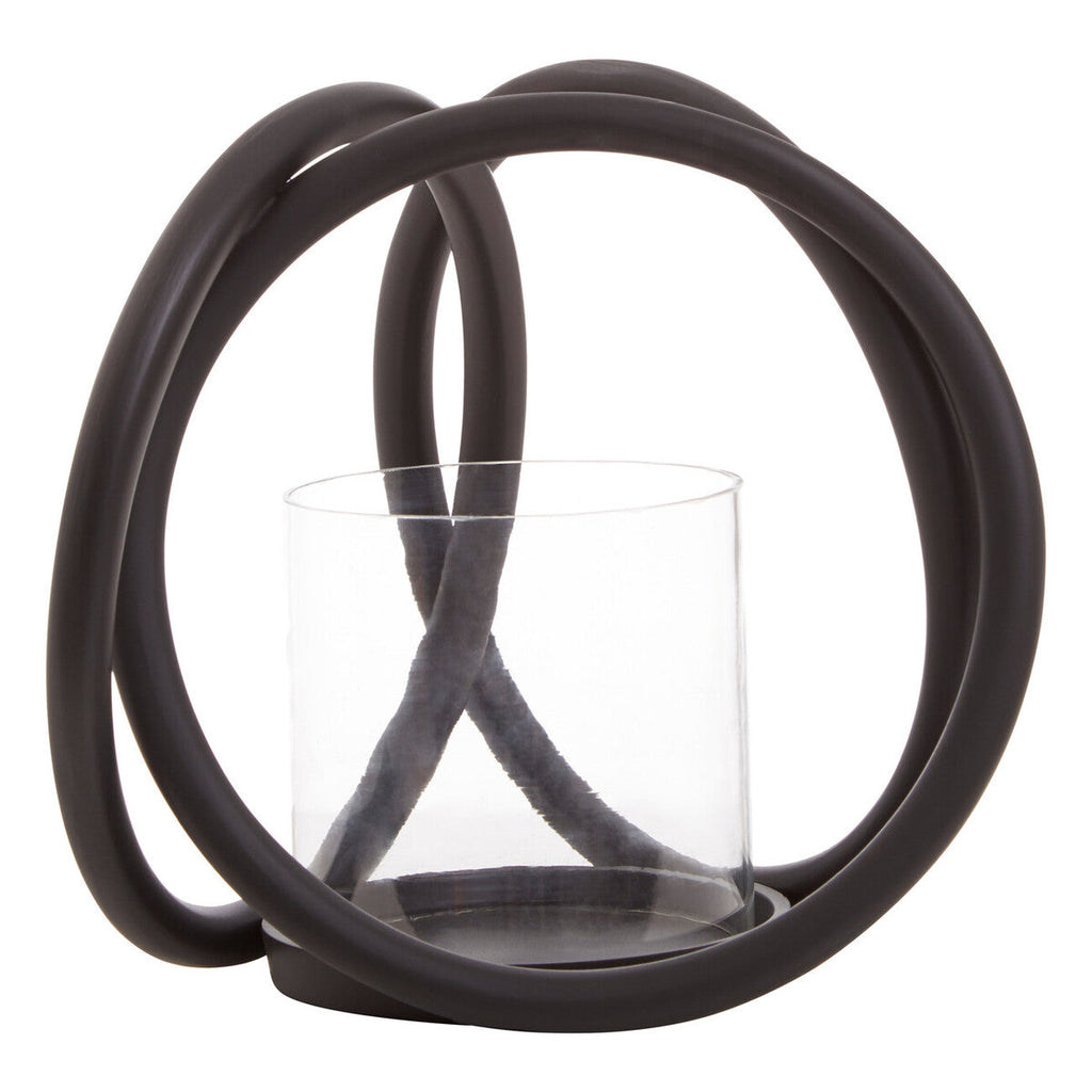 Orsina Aura Small Matte Black Aluminum Candle Holder – Modern Decor