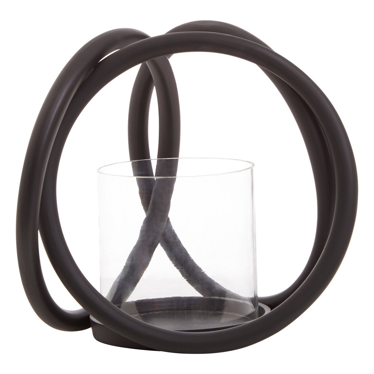 Orsina Aura Small Matte Black Aluminum Candle Holder – Modern Decor