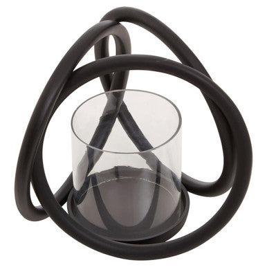 Orsina Aura Small Matte Black Aluminum Candle Holder – Modern Decor