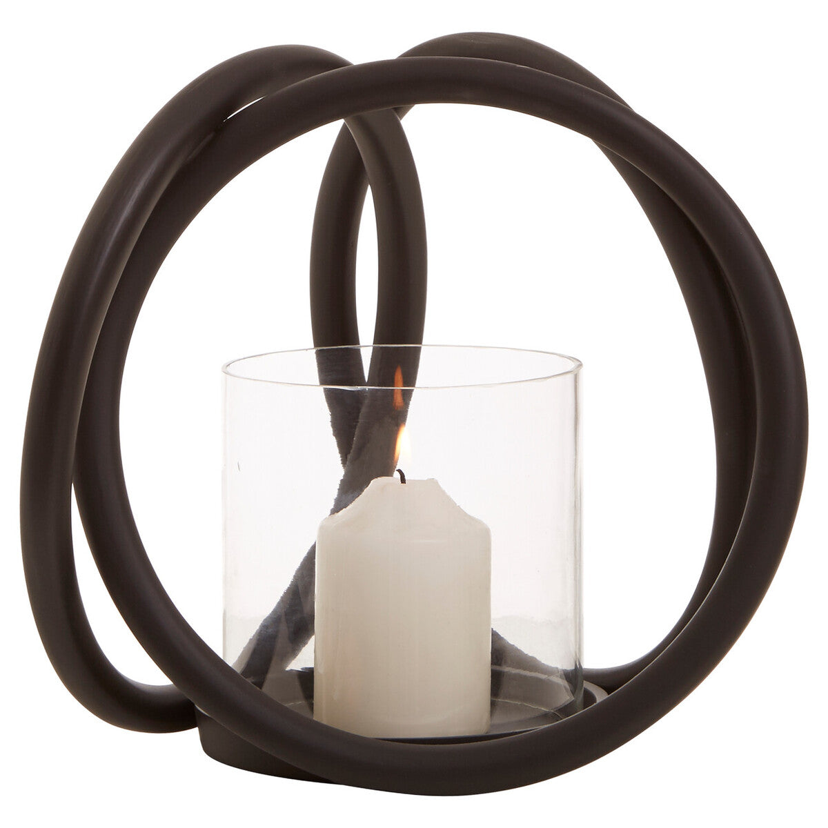 Orsina Aura Small Matte Black Aluminum Candle Holder – Modern Decor