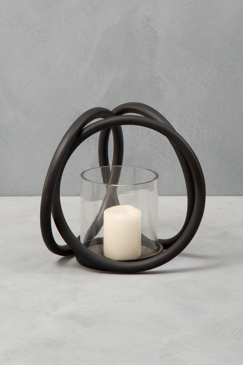 Orsina Aura Small Matte Black Aluminum Candle Holder – Modern Decor