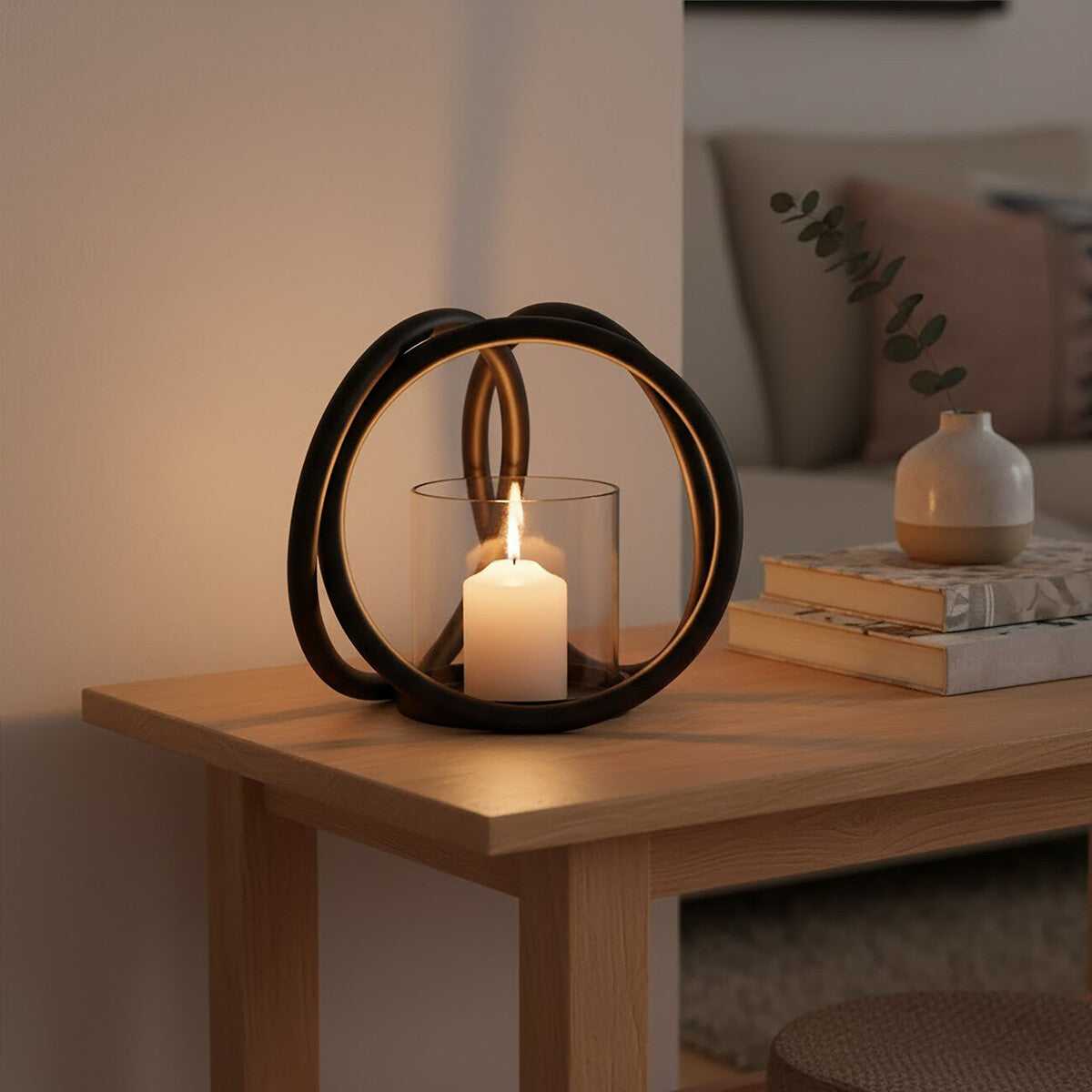 Orsina Aura Small Matte Black Aluminum Candle Holder – Modern Decor