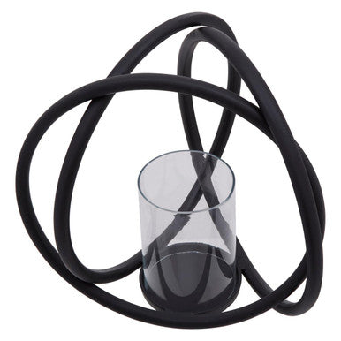 Orsina Aura Medium Matte Black Candle Holder | Modern Minimalist Decor