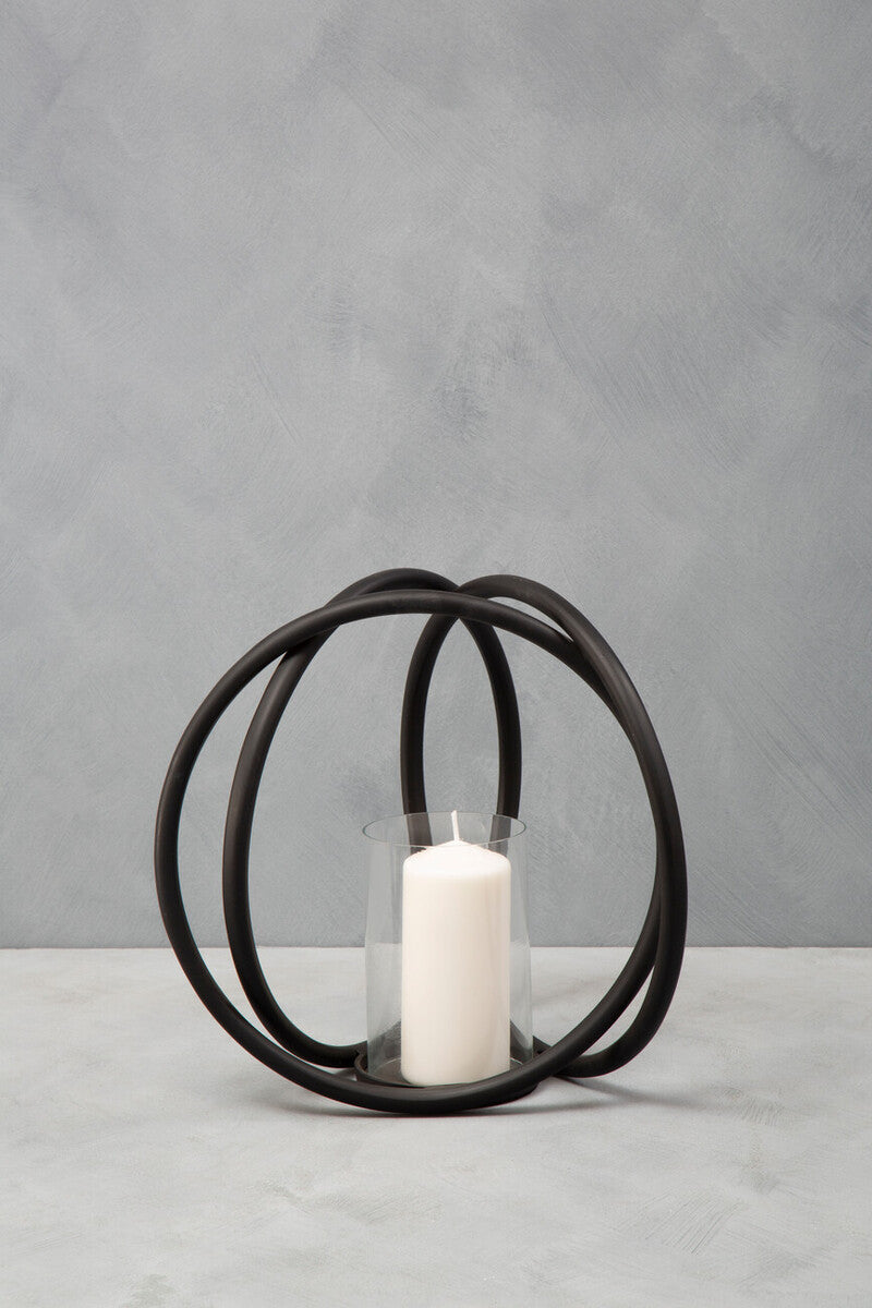Orsina Aura Medium Matte Black Candle Holder | Modern Minimalist Decor