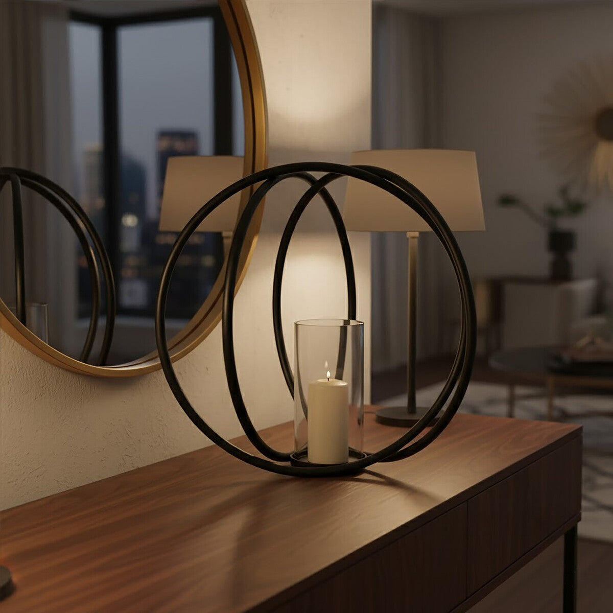 Orsina Aura Large Matte Black Candle Holder – Modern Sculptural Decor