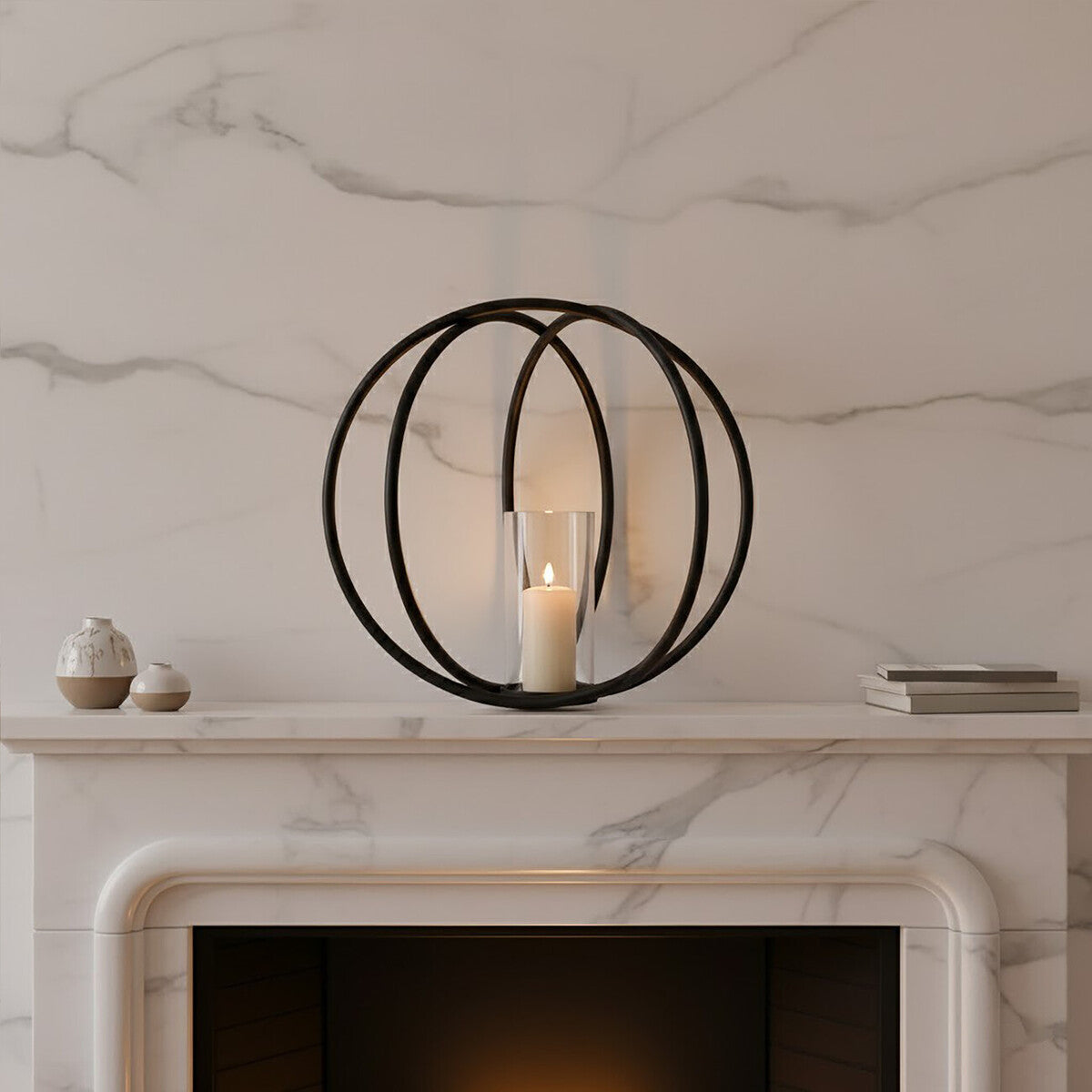 Orsina Aura Large Matte Black Candle Holder – Modern Sculptural Decor