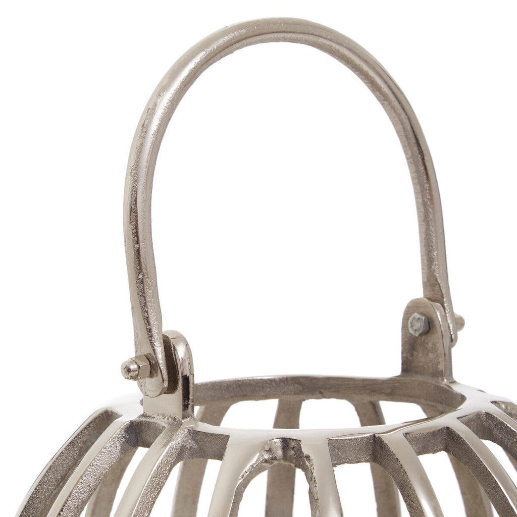 Orsina Aura Small Silver Finish Lantern | Modern Decorative Candle Holder